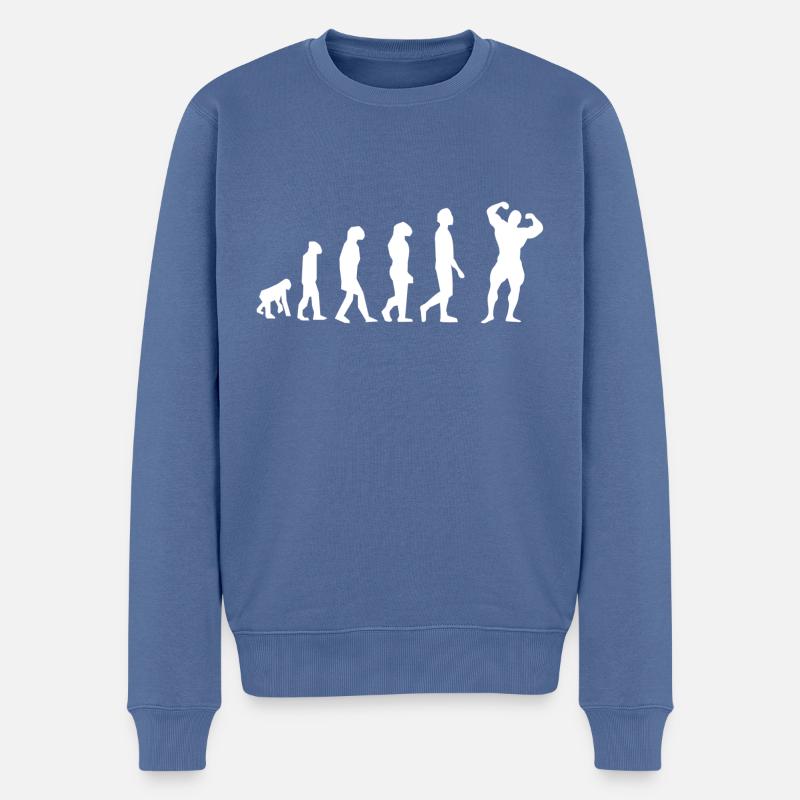 Culturisme évolution - Pull Premium bio Homme - bleu pigeon