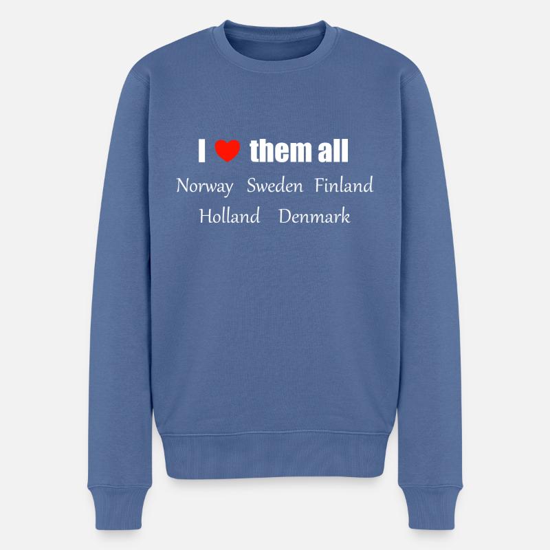 Je les aime tous - Pull Premium bio Homme - bleu pigeon