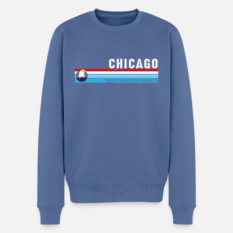 Chicago Illinois Est 1833 Vintage Classic Retro - Männer Premium Bio Pullover - Taubenblau