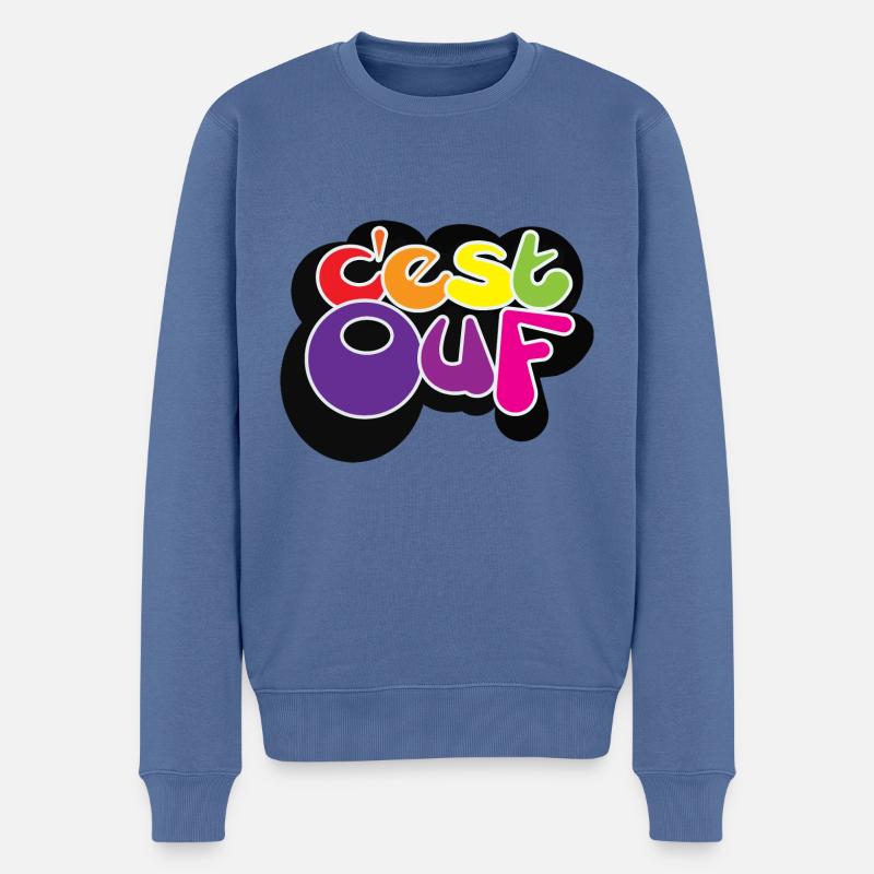 C EST OUF - Pull Premium bio Homme - bleu pigeon