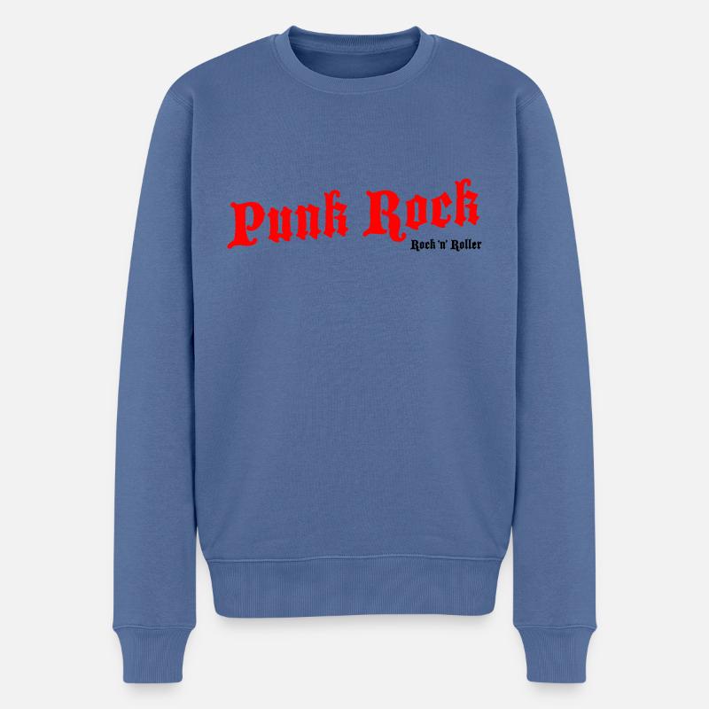 Punk Rock Rot - Schwarzes Logo - Männer Premium Bio Pullover - Taubenblau