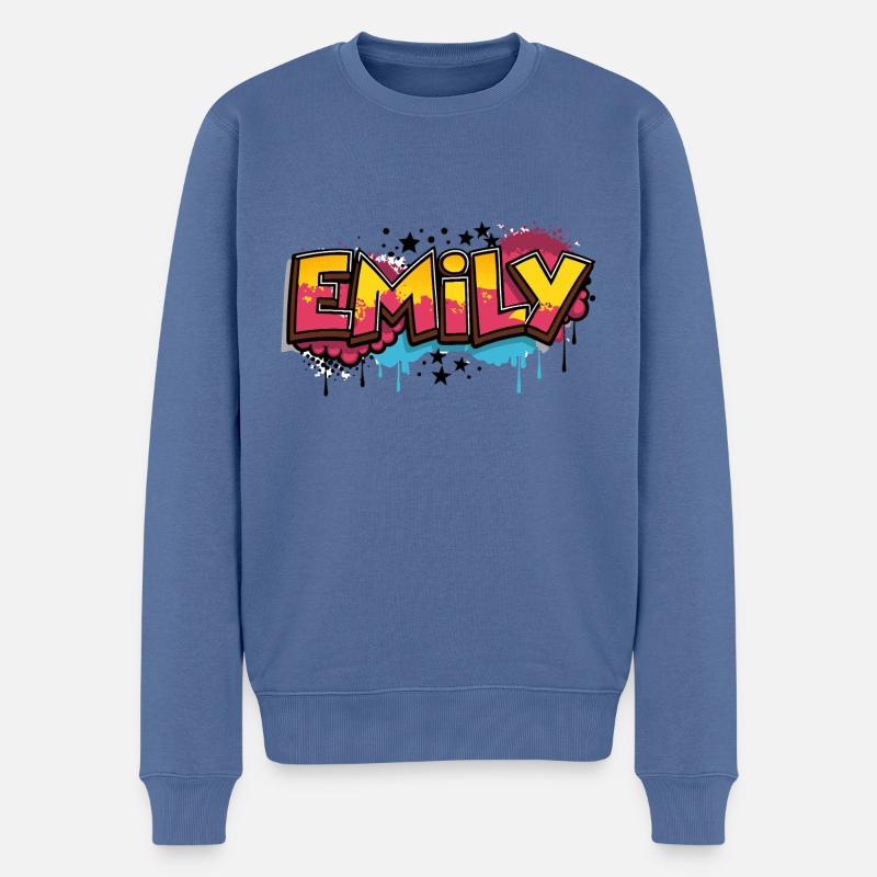 Emily Graffiti Cool Nom Prénom - Pull Premium bio Homme - bleu pigeon