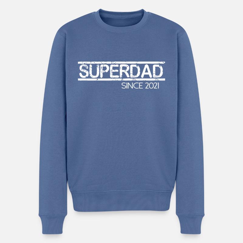 Superdad since 2021 Schrift Spruch - Männer Premium Bio Pullover - Taubenblau