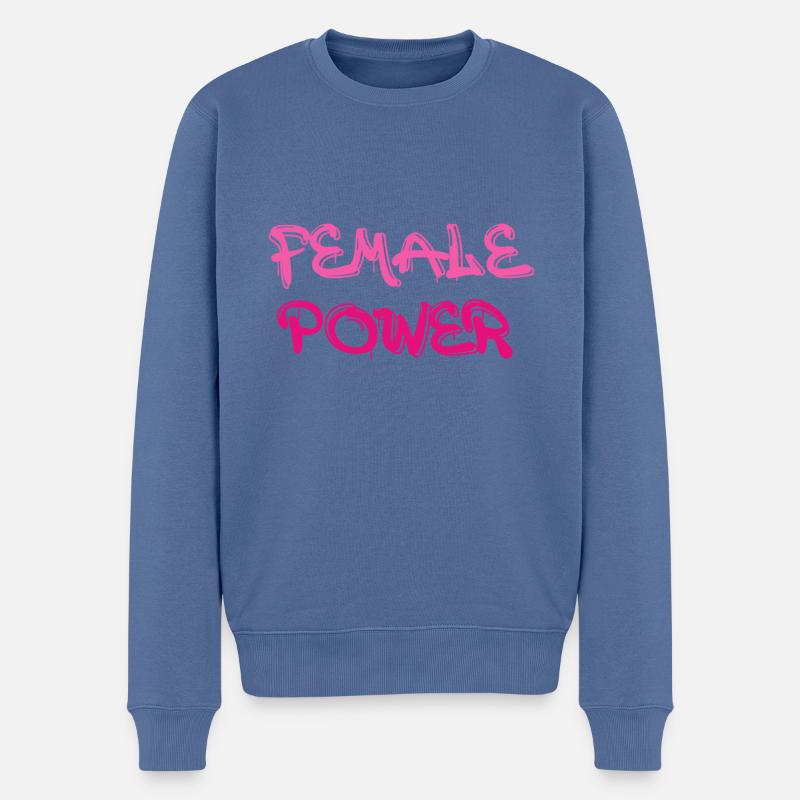 female power,schrift, frauenpower,pink,graffiti - Männer Premium Bio Pullover - Taubenblau