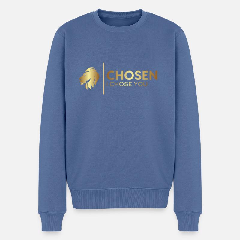 Chosen Gold - Männer Premium Bio Pullover - Taubenblau