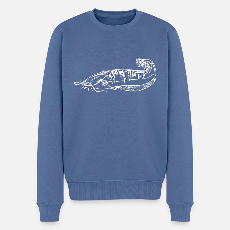 Wels - Welsangeln - Männer Premium Bio Pullover - Taubenblau