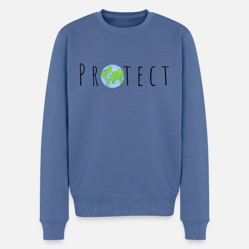 Beschütze die Welt - Männer Premium Bio Pullover - Taubenblau