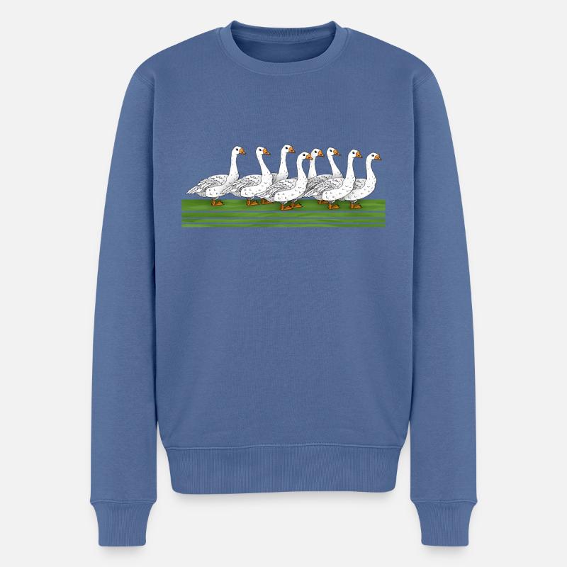 Gänse - Männer Premium Bio Pullover - Taubenblau