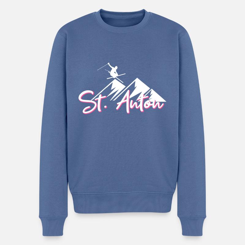 St anton - Pull Premium bio Homme - bleu pigeon