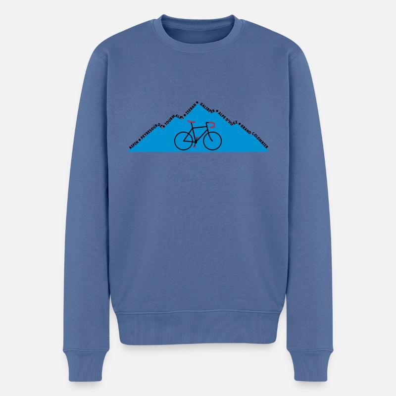 Cyclisme : Les Grands Cols - Pull Premium bio Homme - bleu pigeon