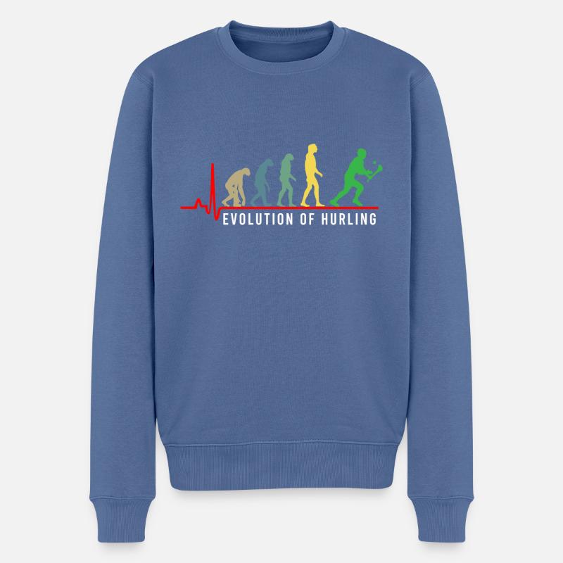 L’évolution du hurling - Pull Premium bio Homme - bleu pigeon