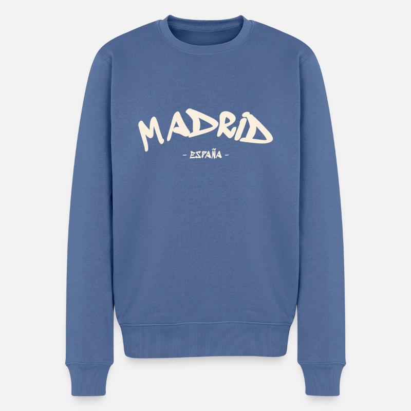 Madrid - España - Espagne - Espagne - Pull Premium bio Homme - bleu pigeon
