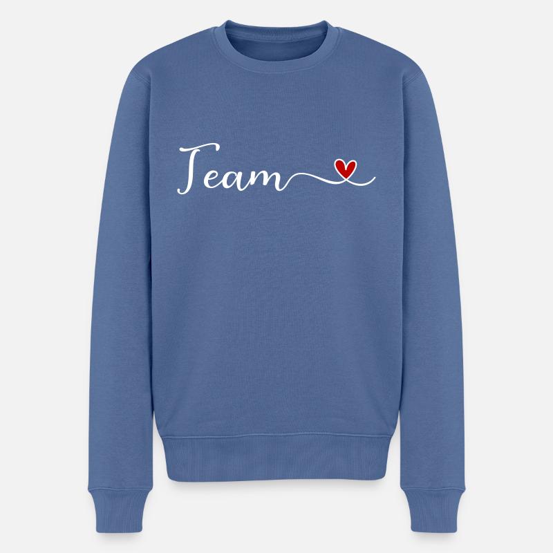 Team - Männer Premium Bio Pullover - Taubenblau