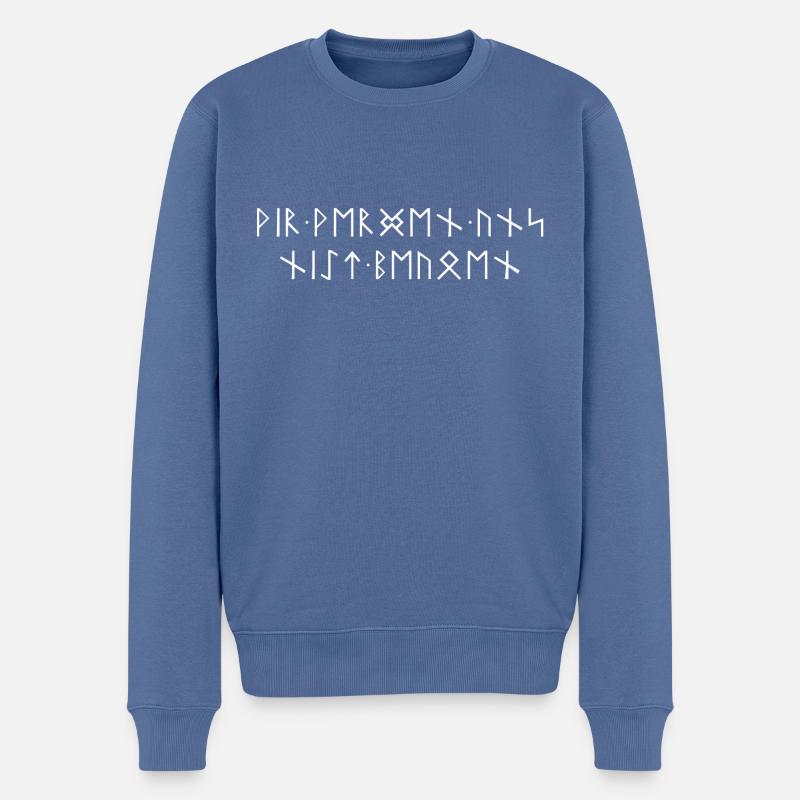 Wir werden uns nicht beugen Runen Schrift Germanen - Männer Premium Bio Pullover - Taubenblau
