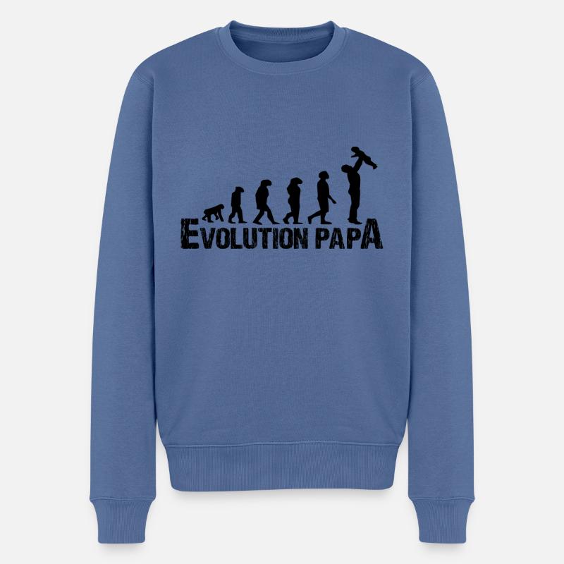 Evolution Papa - Männer Premium Bio Pullover - Taubenblau