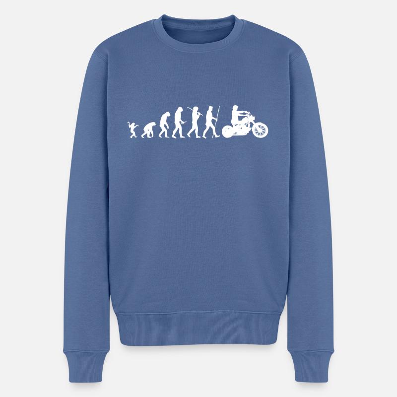 Evolution Motorrad - Männer Premium Bio Pullover - Taubenblau