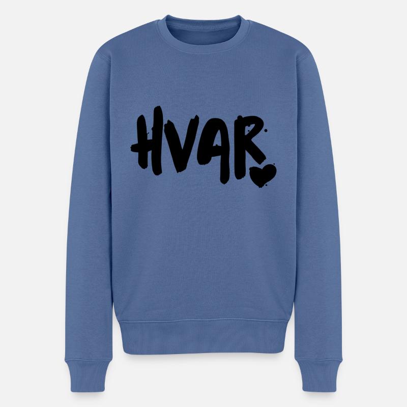 HVAR LOVE black - Männer Premium Bio Pullover - Taubenblau