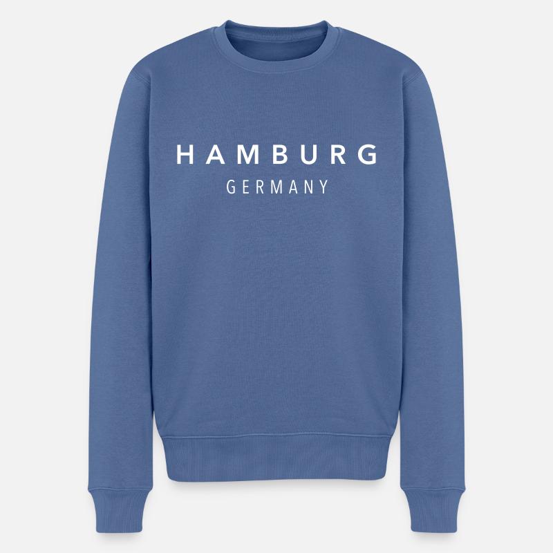 HAMBURG - Männer Premium Bio Pullover - Taubenblau