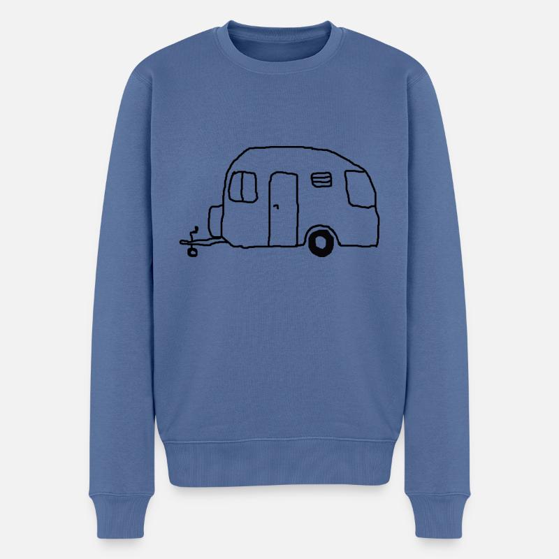 wohnwagen zeichnung - Männer Premium Bio Pullover - Taubenblau