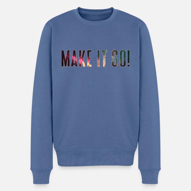 Make it so! - Männer Premium Bio Pullover - Taubenblau