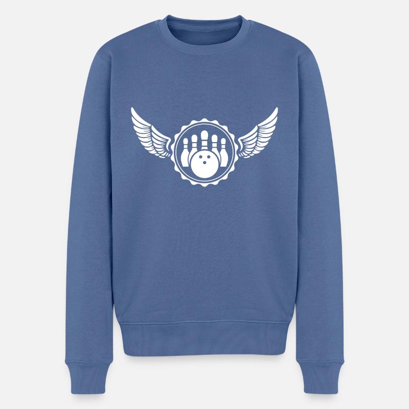 bowling logo - Pull Premium bio Homme - bleu pigeon