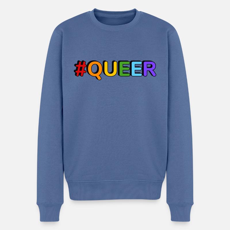 QUEER Hashtag - Männer Premium Bio Pullover - Taubenblau