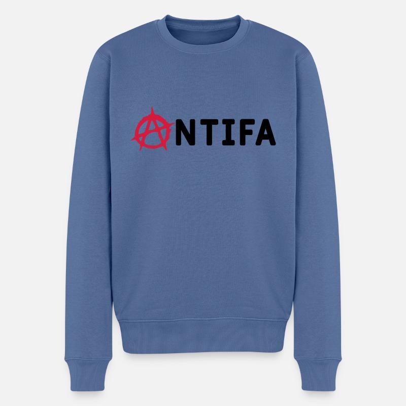 Antifa - Männer Premium Bio Pullover - Taubenblau