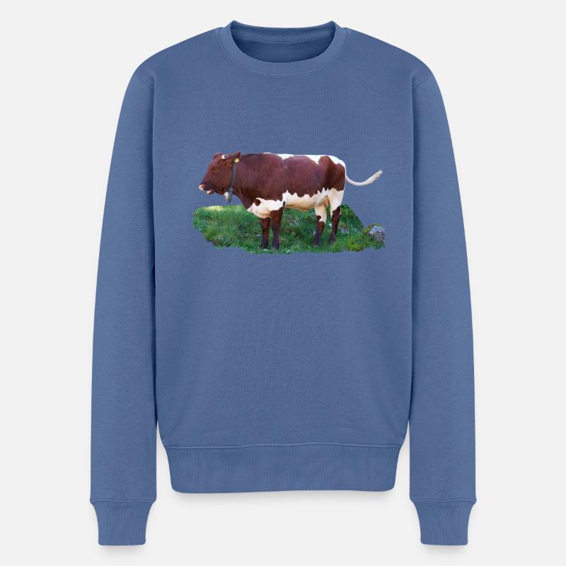 Das Fleisch der Pinzgauer Rinder ist schmackhaft - Männer Premium Bio Pullover - Taubenblau