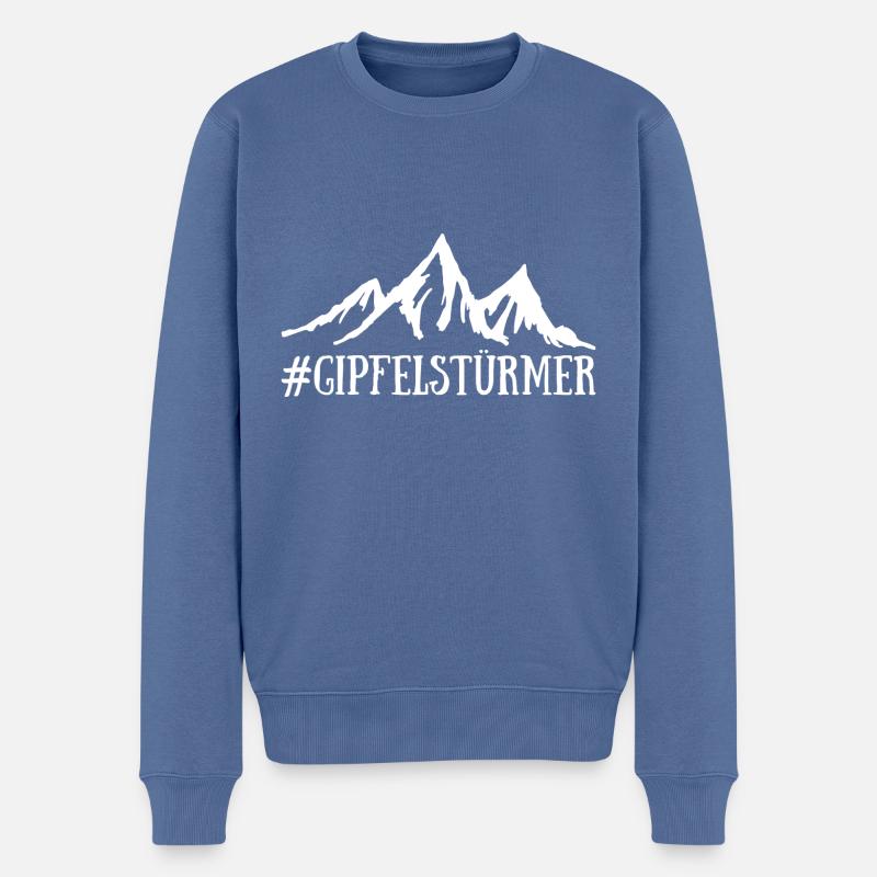 Berge Wandern Gipfel Spruch Geschenk - Männer Premium Bio Pullover - Taubenblau