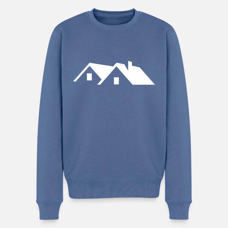 Hausdach - Männer Premium Bio Pullover - Taubenblau