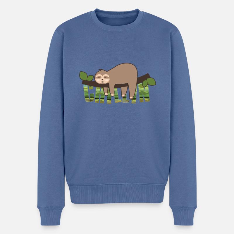 Paresseux Chillin - Pull Premium bio Homme - bleu pigeon