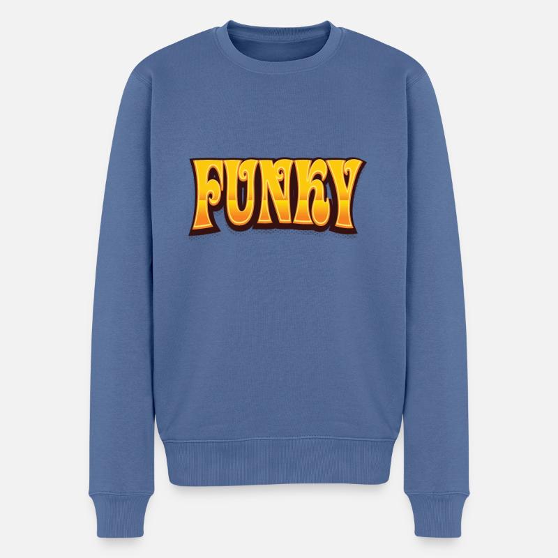 Funky Rétro - Pull Premium bio Homme - bleu pigeon