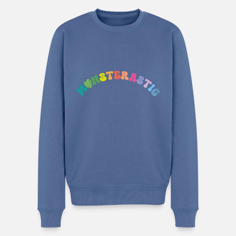 Monsterastic Monstera - Männer Premium Bio Pullover - Taubenblau
