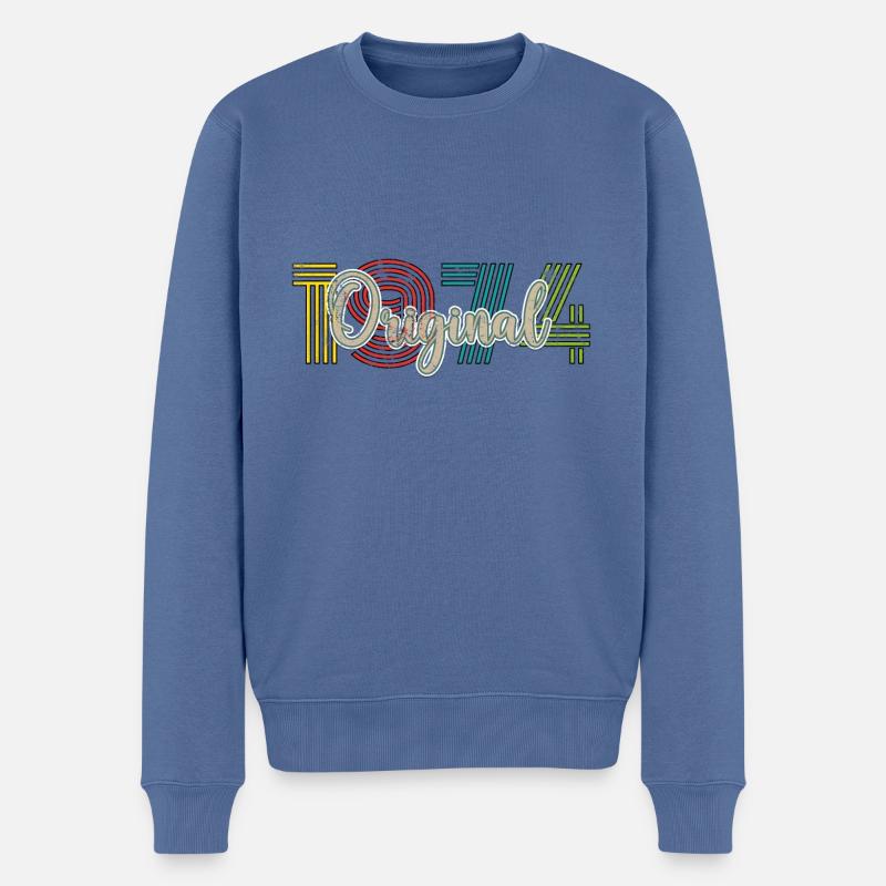 Millésime 1974 - Pull Premium bio Homme - bleu pigeon
