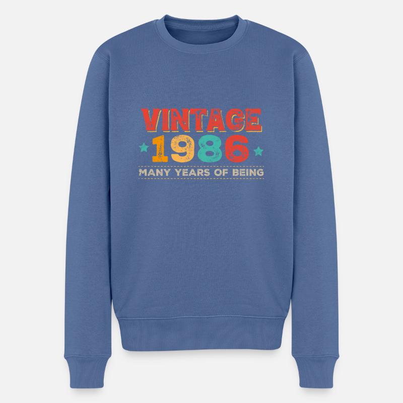 Millésime 1986 - Pull Premium bio Homme - bleu pigeon
