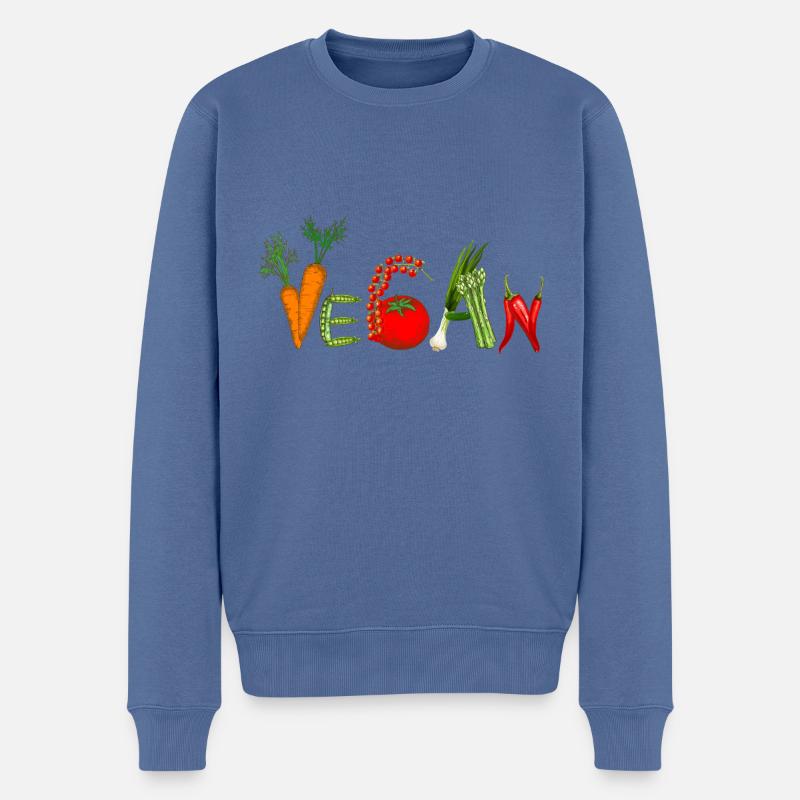 Vegan - Männer Premium Bio Pullover - Taubenblau