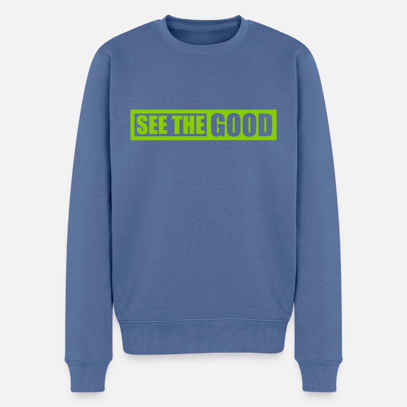 see the good Zitat - Männer Premium Bio Pullover - Taubenblau