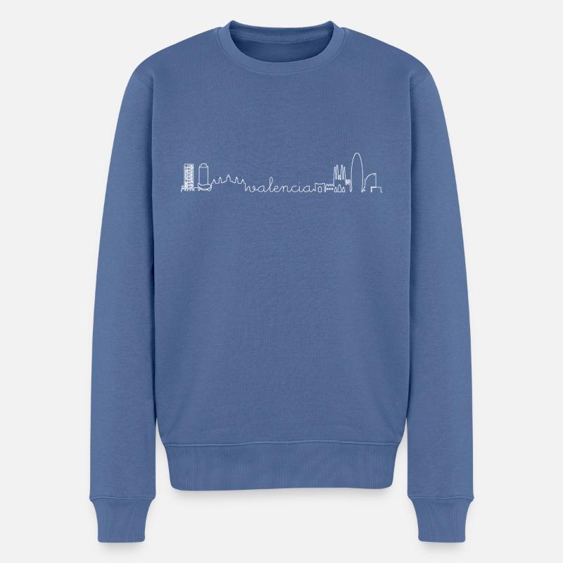 Valencia Skyline - Männer Premium Bio Pullover - Taubenblau