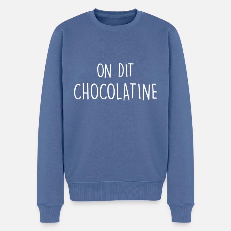 On dit Chocolatine - Pull Premium bio Homme - bleu pigeon