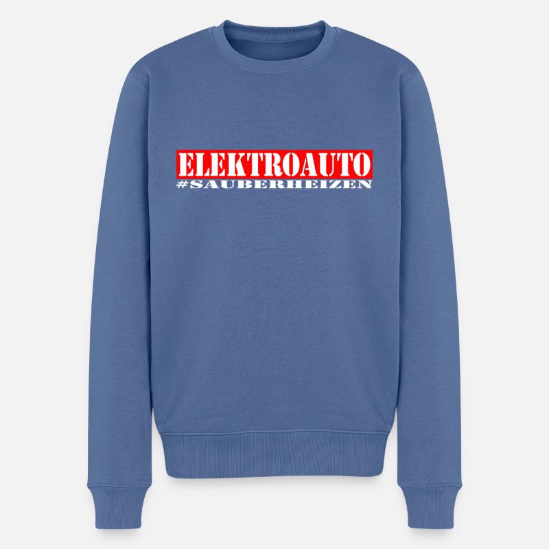 Elektroauto = sauber "heizen" - Männer Premium Bio Pullover - Taubenblau