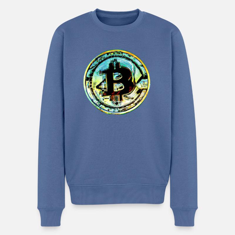 Image Bitcoin 1 - Pull Premium bio Homme - bleu pigeon