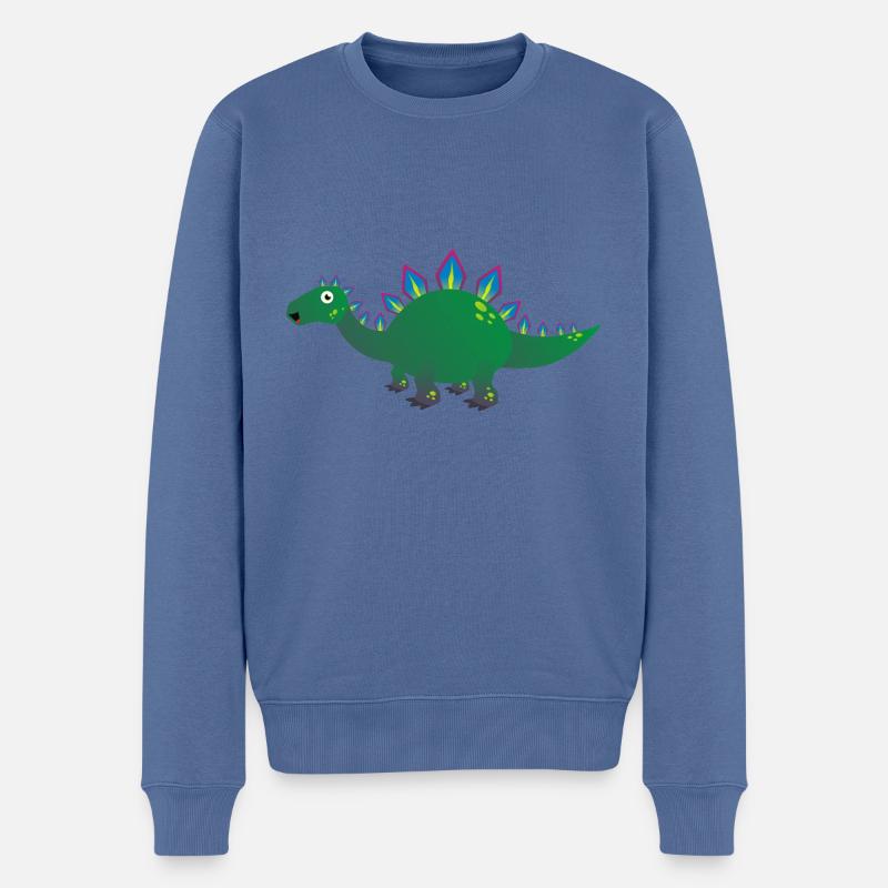 Dessin animé dragon dinosaure vert bébé - Pull Premium bio Homme - bleu pigeon