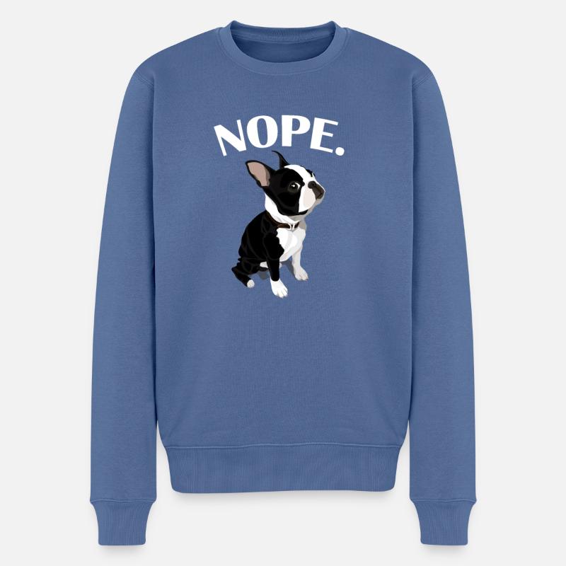 Boston Terrier - Pull Premium bio Homme - bleu pigeon