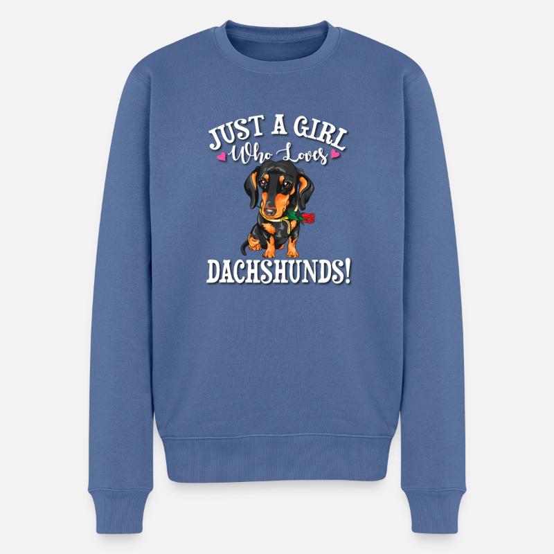 Teckel noir - Pull Premium bio Homme - bleu pigeon