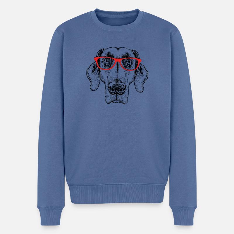 Weimaraner - Pull Premium bio Homme - bleu pigeon