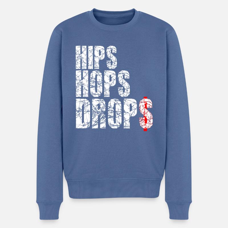 hips hops gouttes blanc - Pull Premium bio Homme - bleu pigeon
