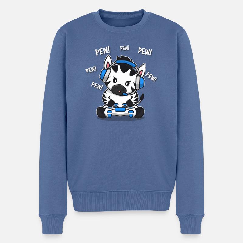 Zebra - Männer Premium Bio Pullover - Taubenblau