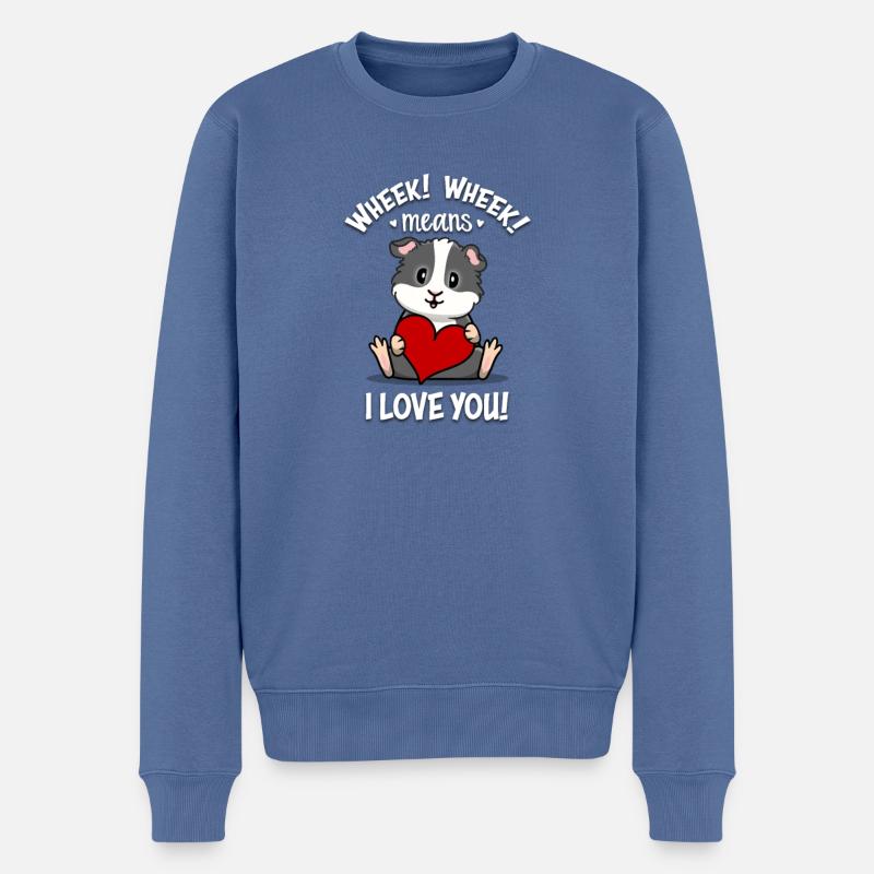 Cochon d’Inde noir et blanc - Pull Premium bio Homme - bleu pigeon