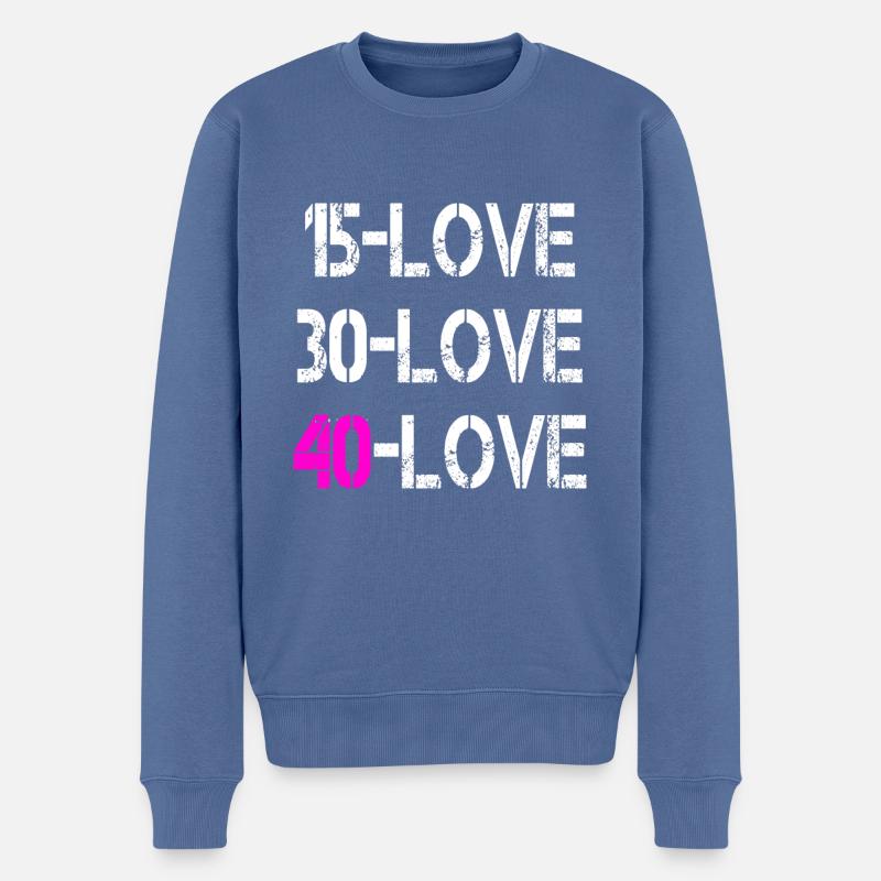 15Love blanc - Pull Premium bio Homme - bleu pigeon