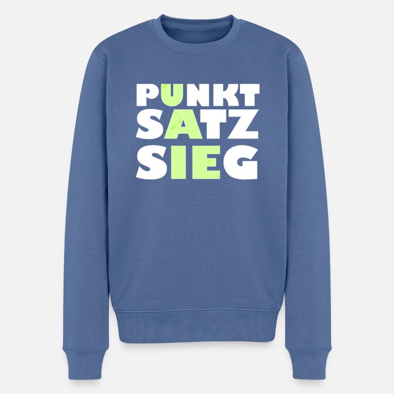 punkt satz sieg weiss - Männer Premium Bio Pullover - Taubenblau